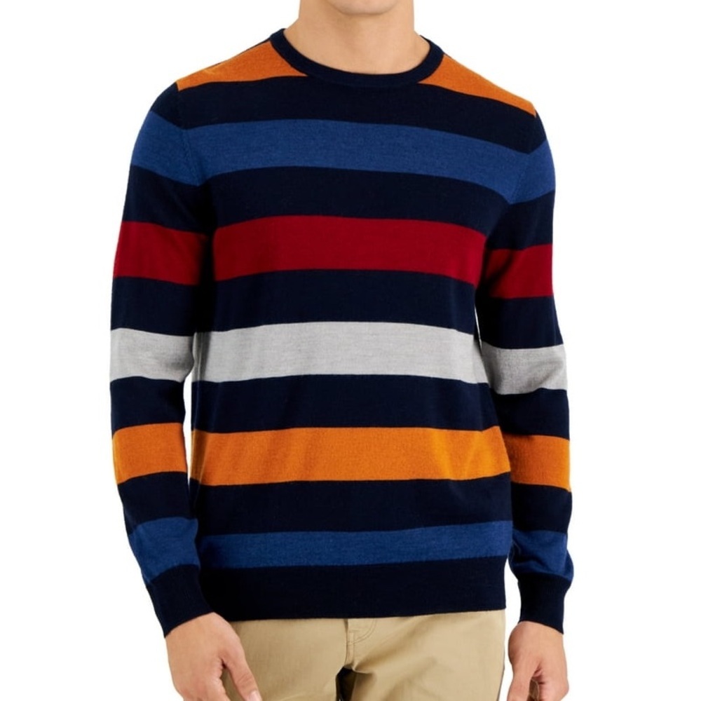 Club Room Mens Merino Wool Stripe Sweater